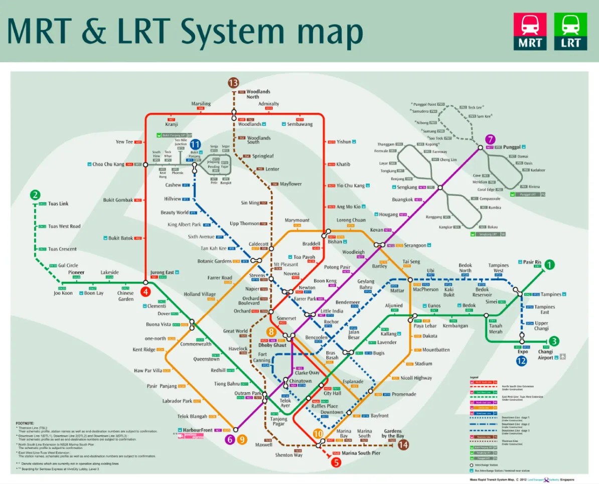 Singapore MRT & bus network map