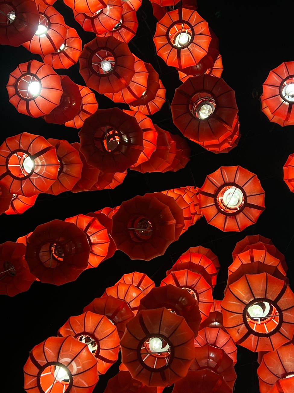 vibrant red lanterns at night festival